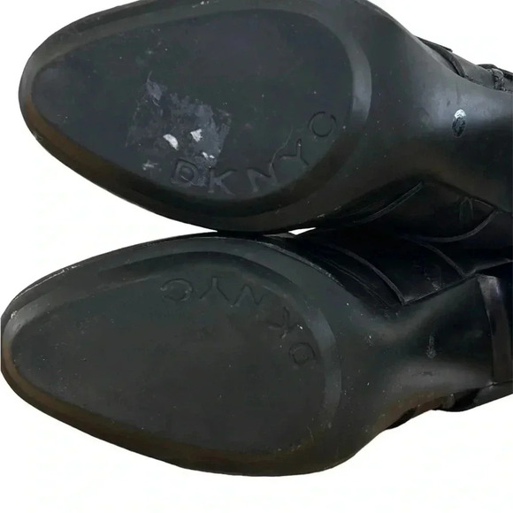 DKNYC Sandra Heeled Boot Black 9.5 Women’s Biker Moto Buckle Stack Heel Leather - Picture 7 of 10